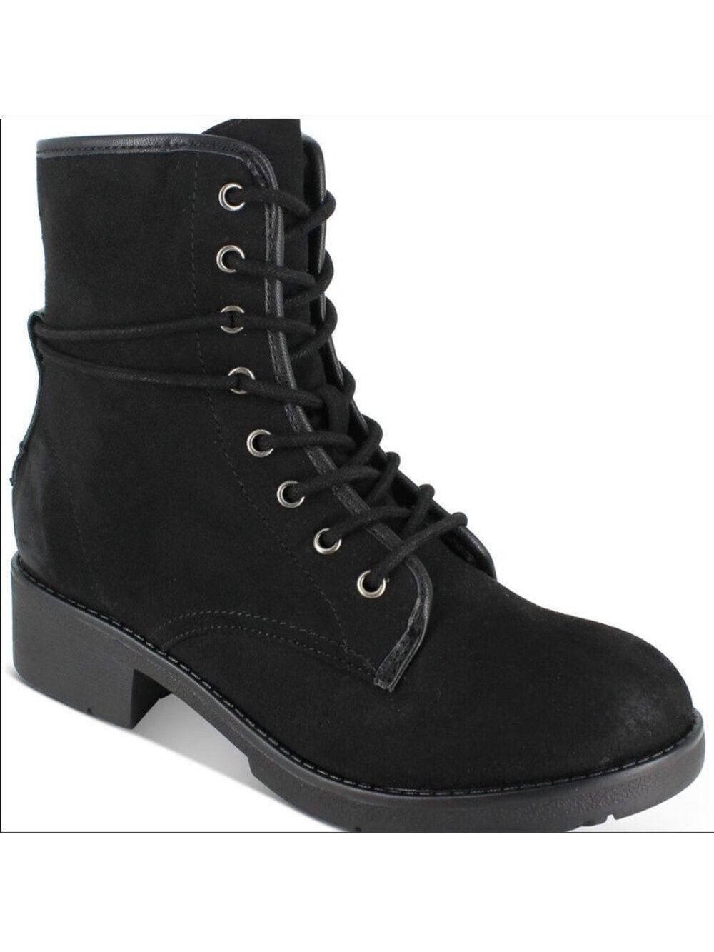 NIB-Rock & Candy by Zigi Soho "Hurley" Bold Lace Chunkey Heel Moto Boots Black 7